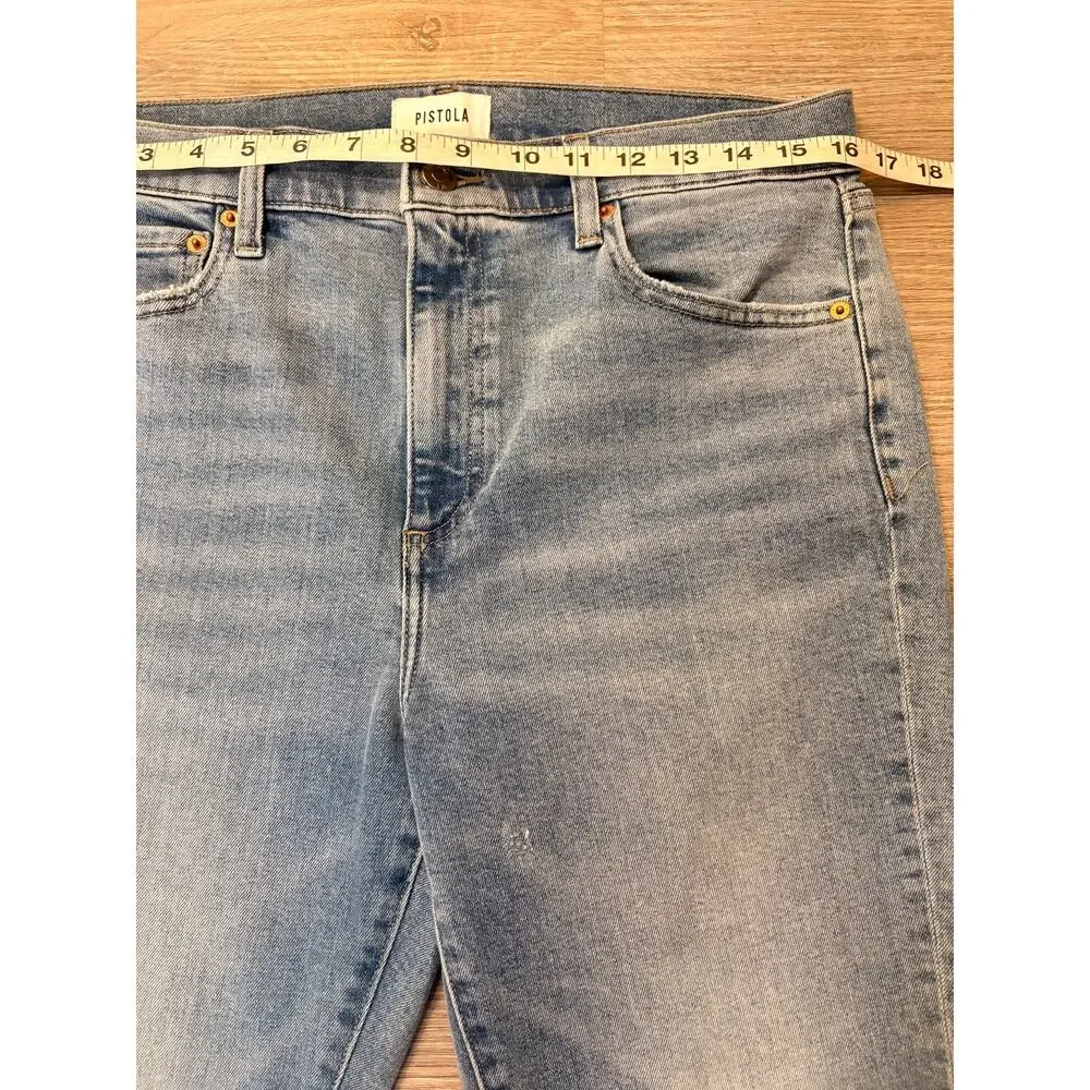 PISTOLA Lennon Jeans 30 High Rise Crop Bootcut Fray Stretch Medium Wash Like New